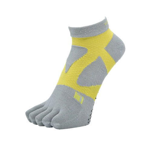 YAMAtune - Spider-Arch Compression - Short 5-Toe Socks - Non-Slip Dots - Grey/Yellow