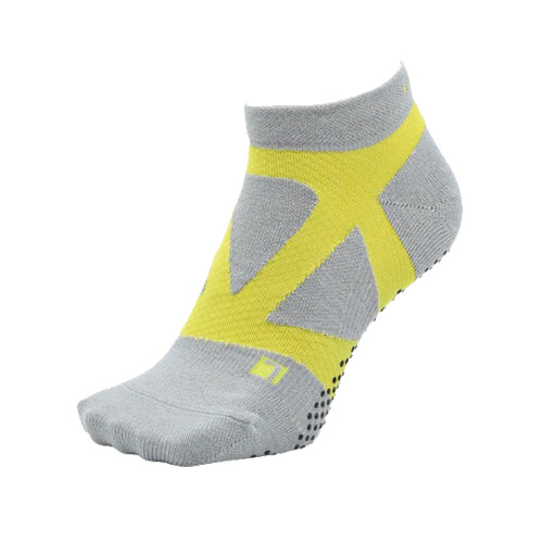 YAMAtune - Spider-Arch Compression - Short Socks - Non-Slip Dots - Gray/S.Yellow