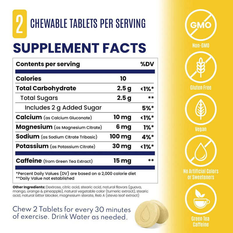 SaltStick - FastChews - Tropical Twist (Caffeinated) - 10 Tablets Packet