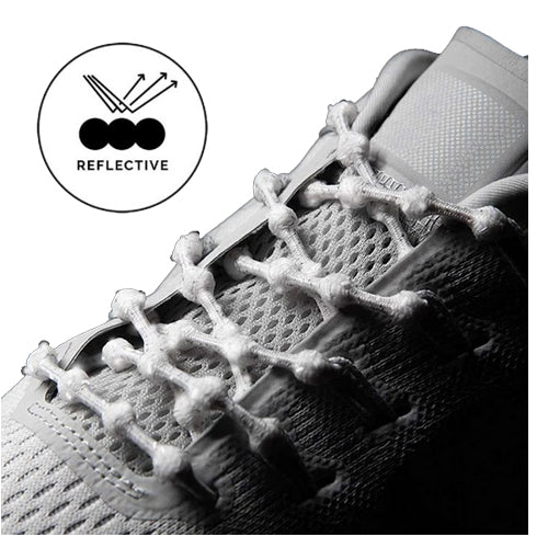 Caterpy - Run No-Tie Reflective Shoelaces - Standard (30in / 75cm) - Silky White