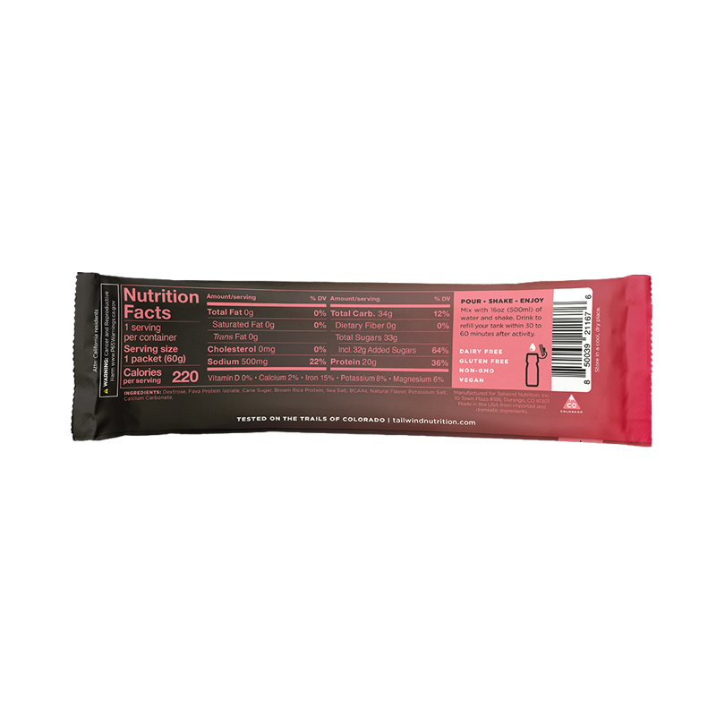 Tailwind Nutrition - Strawberry Recovery Mix - Single-Serving Stick Pack