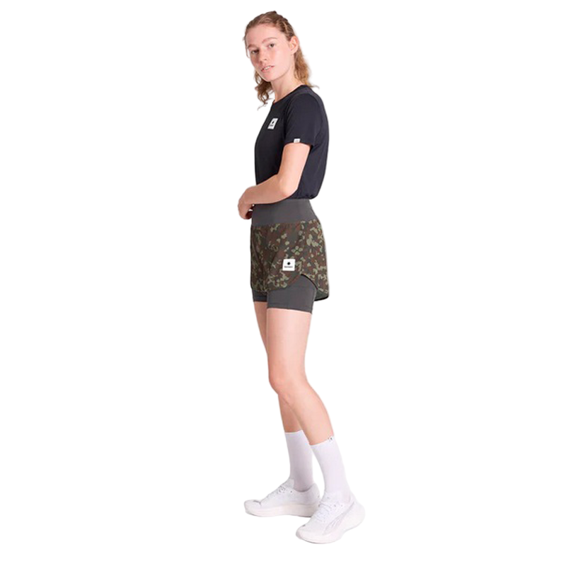 Saysky - 2 In 1 Camo Pace Shorts 3" - Brown - Women's