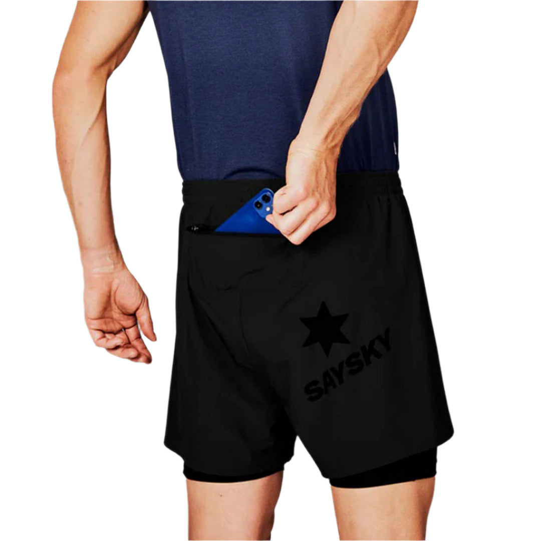 Saysky - 2 in 1 Pace Shorts 5'' - Black - Men's