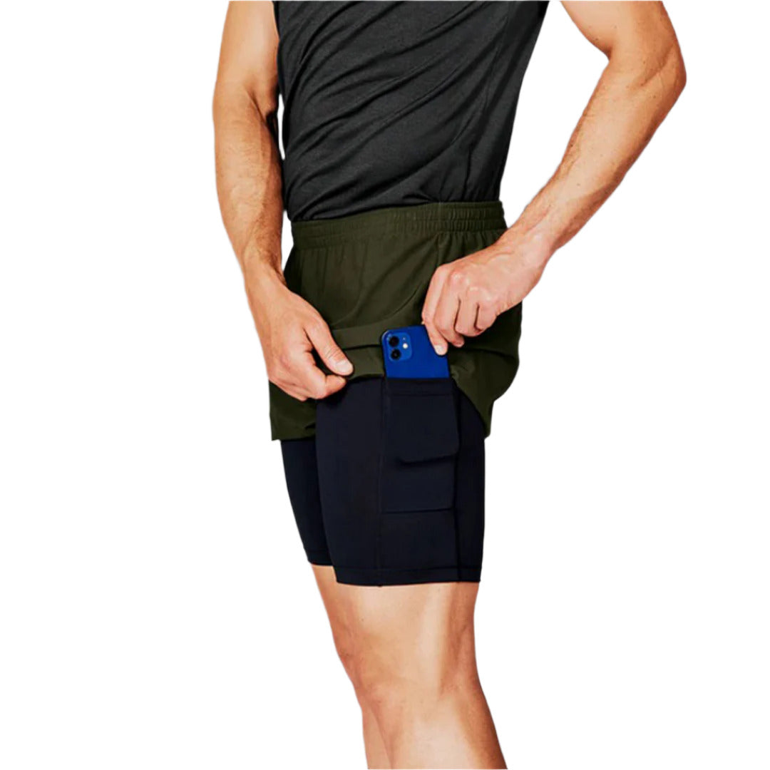 Saysky - 2 in 1 Pace Shorts 5'' - Green - Men's