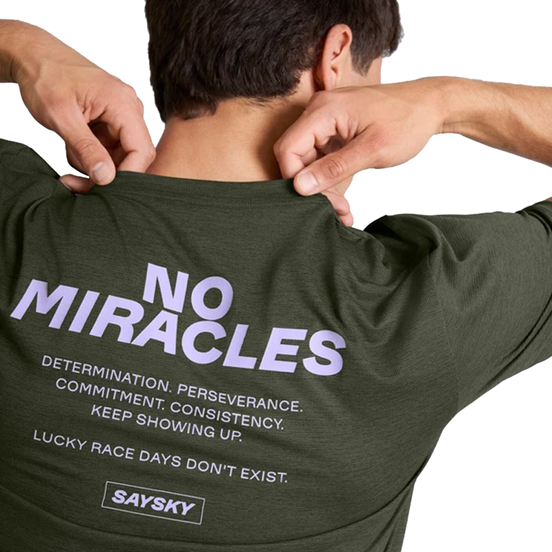 Saysky - Statement Combat Pro T-Shirt - No Miracles -Green - Men's