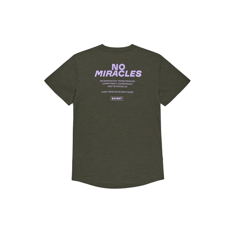 Saysky - Statement Combat Pro T-Shirt - No Miracles -Green - Men's