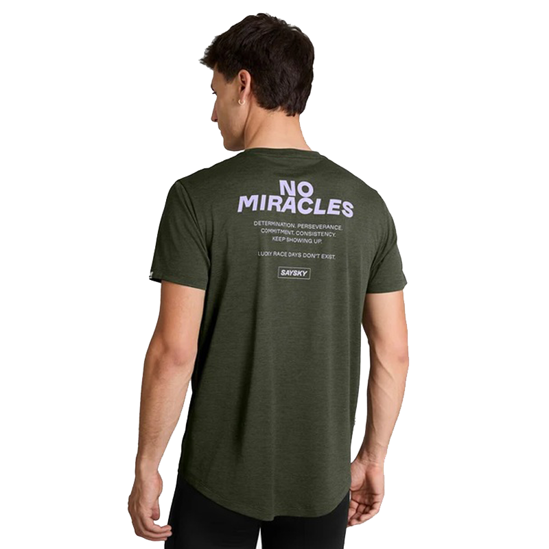 Saysky - Statement Combat Pro T-Shirt - No Miracles -Green - Men's