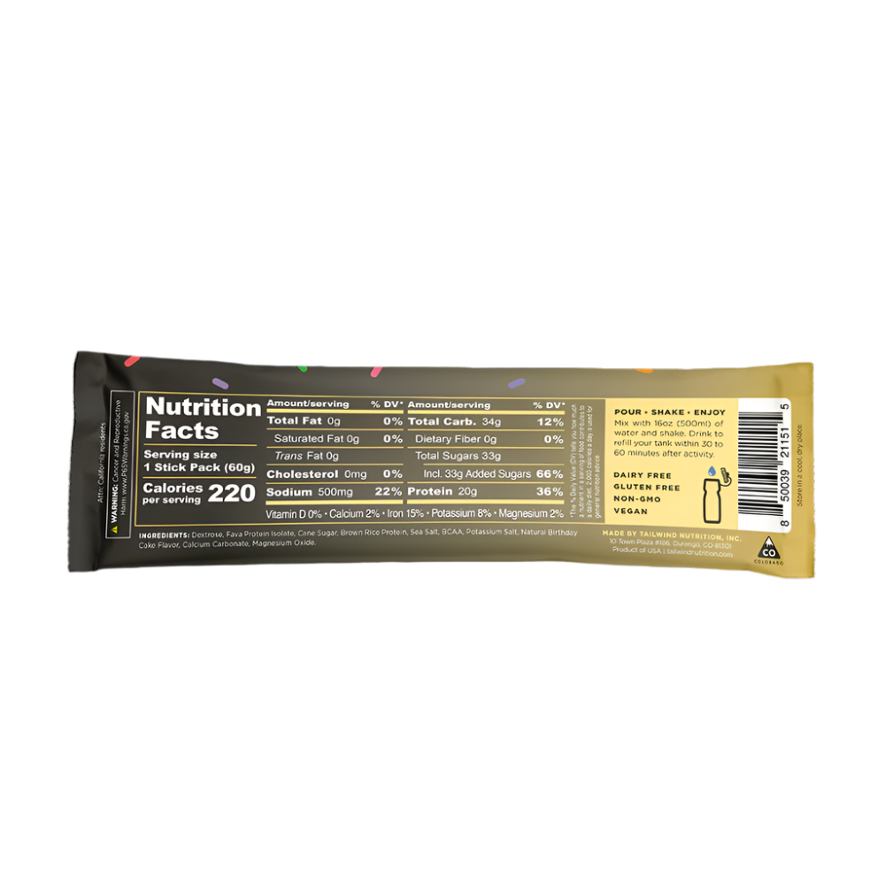 Tailwind Nutrition - Recovery Mix - Single-Serving Stick Pack - Birthday Cake - Limited Edition