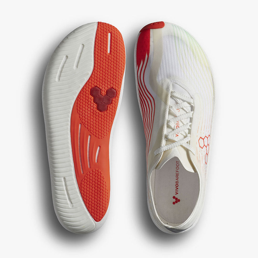 Vivobarefoot - Primus Flow - Bright White/ Neon Orange - Men's