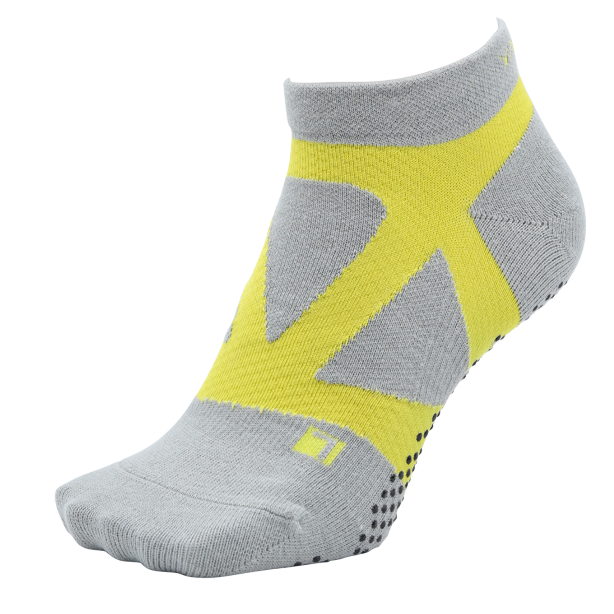 YAMAtune - Spider-Arch Compression - Short Socks - Non-Slip Dots - Gray/S.Yellow