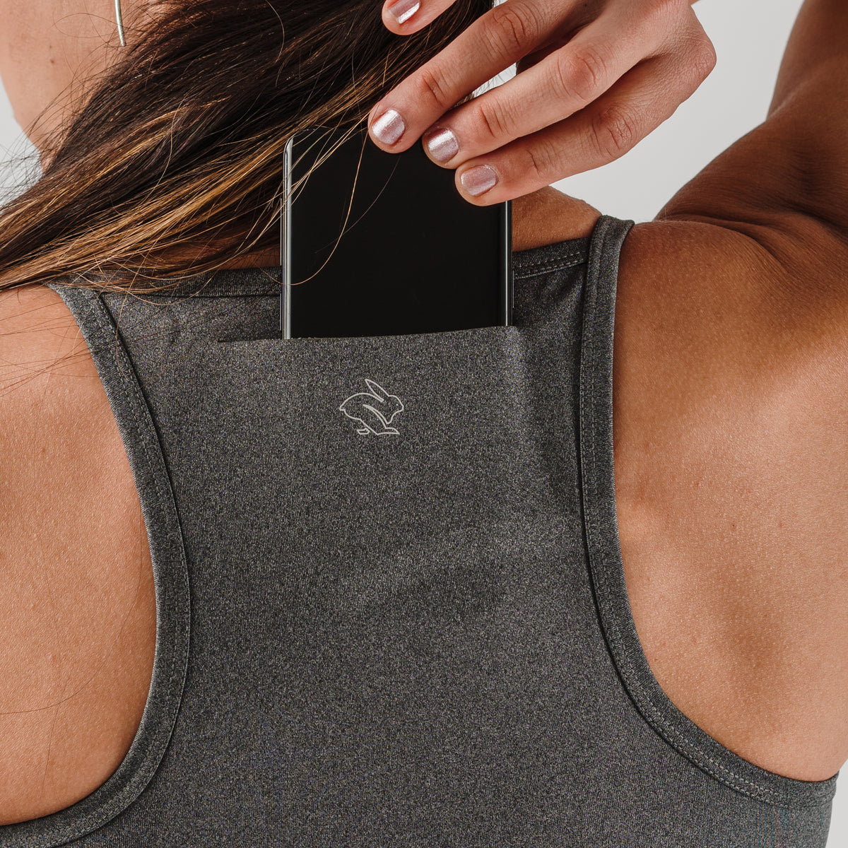 rabbit - Strappy Pocket Bra - Charcoal - Women's